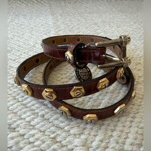 Vintage Streets Ahead Brown Leahtber Gold Studded Belt